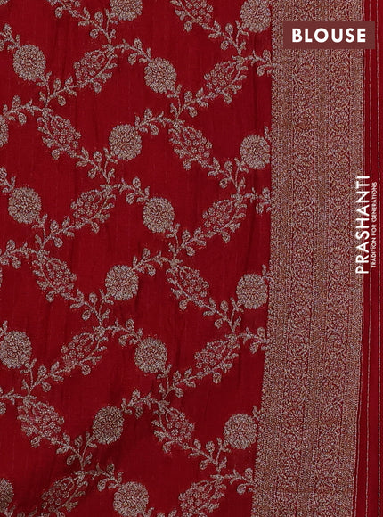 Banarasi semi crepe saree red with woven buttas and woven border