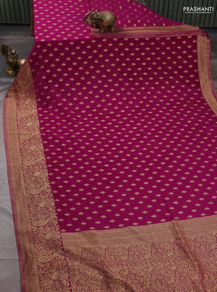 Banarasi semi crepe saree purple with woven buttas and woven border