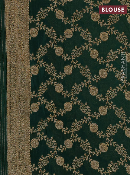 Banarasi semi crepe saree green with woven buttas and woven border