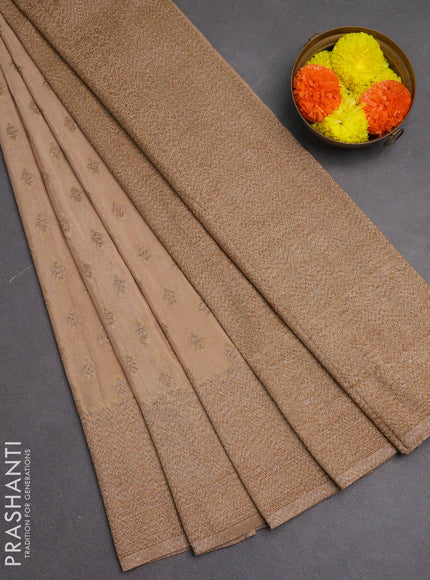 Banarasi semi crepe saree beige with woven buttas and woven border