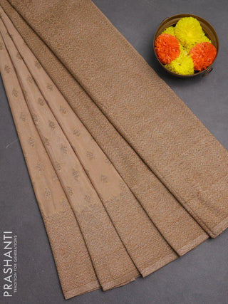 Banarasi semi crepe saree beige with woven buttas and woven border