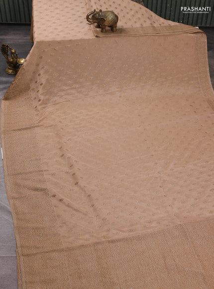 Banarasi semi crepe saree beige with woven buttas and woven border