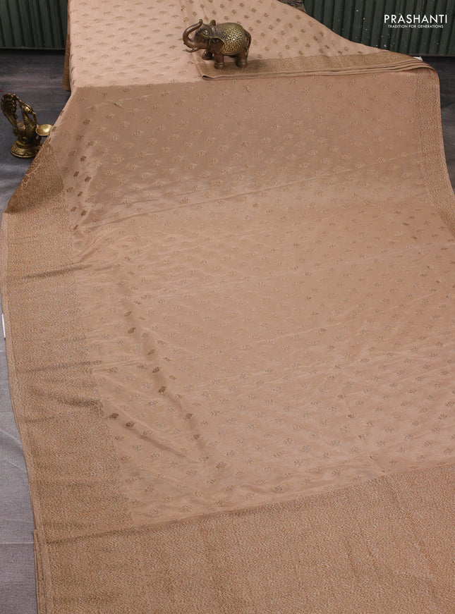 Banarasi semi crepe saree beige with woven buttas and woven border
