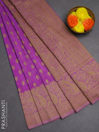 Banarasi semi crepe saree lavender with woven buttas and woven border