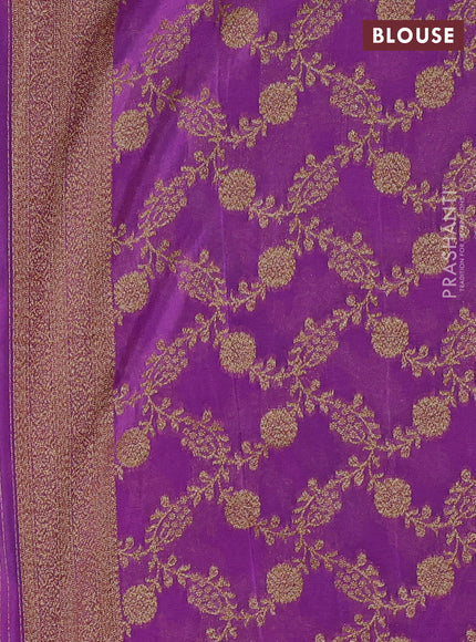 Banarasi semi crepe saree lavender with woven buttas and woven border