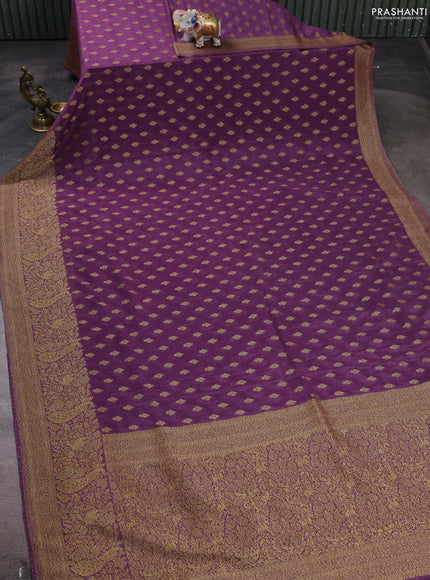 Banarasi semi crepe saree lavender with woven buttas and woven border