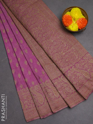 Banarasi semi crepe saree lavender with woven buttas and woven border