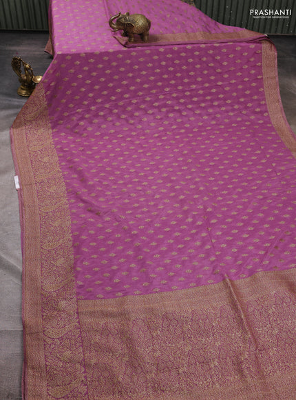 Banarasi semi crepe saree lavender with woven buttas and woven border