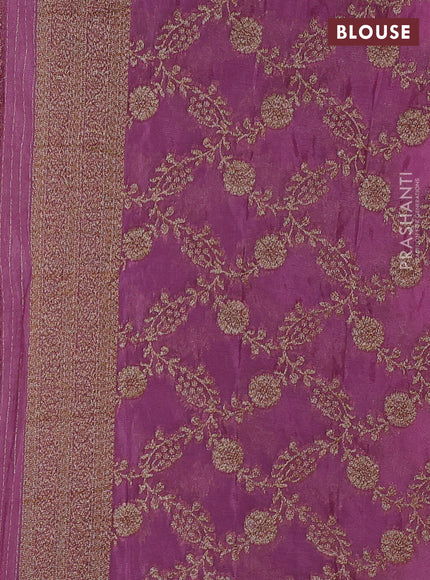 Banarasi semi crepe saree lavender with woven buttas and woven border