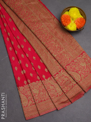 Banarasi semi crepe saree pink with woven buttas and woven border