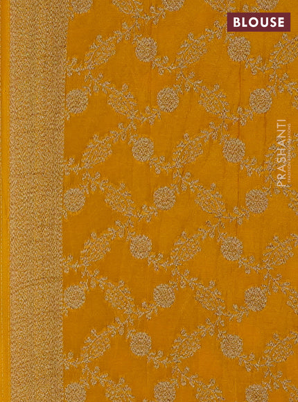 Banarasi semi crepe saree mango yellow with woven buttas and woven border