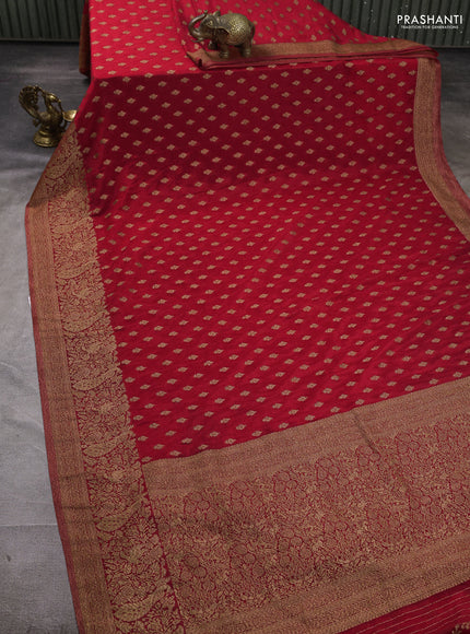 Banarasi semi crepe saree red with woven buttas and woven border