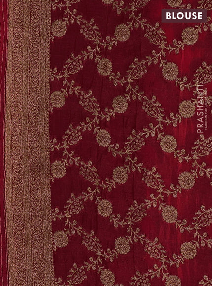 Banarasi semi crepe saree red with woven buttas and woven border