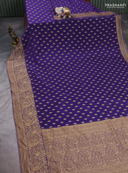 Banarasi semi crepe saree violet with woven buttas and woven border