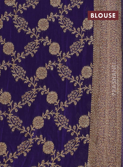 Banarasi semi crepe saree violet with woven buttas and woven border