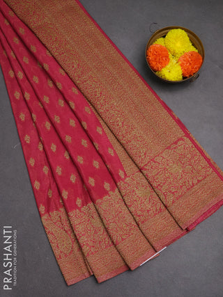 Banarasi semi crepe saree pink shade with woven buttas and woven border