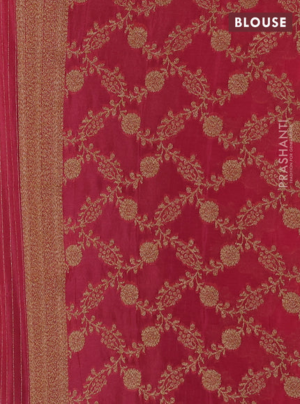 Banarasi semi crepe saree pink shade with woven buttas and woven border