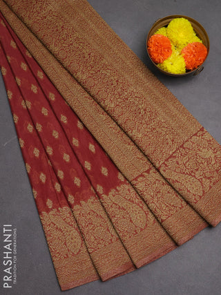 Banarasi semi crepe saree pastel maroon with woven buttas and woven border