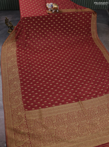 Banarasi semi crepe saree pastel maroon with woven buttas and woven border