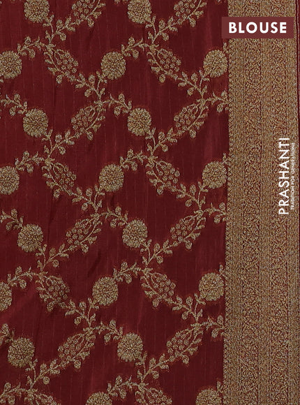 Banarasi semi crepe saree pastel maroon with woven buttas and woven border