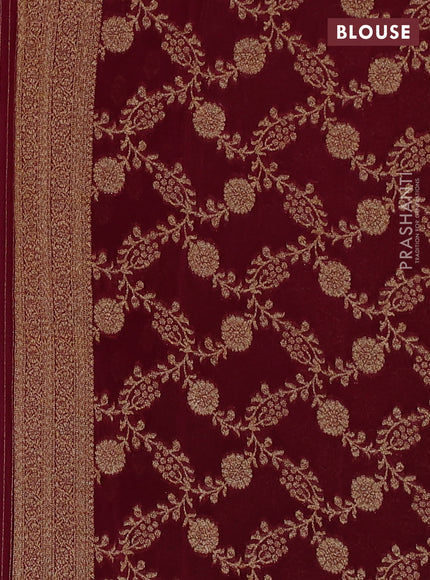 Banarasi semi crepe saree maroon with woven buttas and woven border