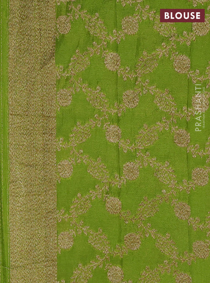 Banarasi semi crepe saree light green with woven buttas and woven border