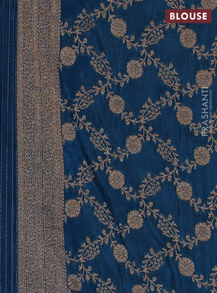 Banarasi semi crepe saree cs blue with woven buttas and woven border