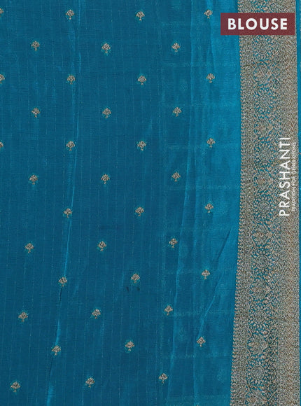 Banarasi semi crepe saree pink and teal blue with allover checks & buttas and woven border