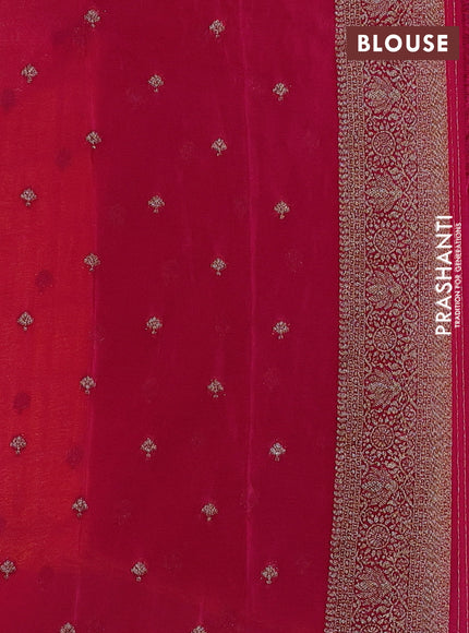 Banarasi semi crepe saree mustard yellow and pink with allover checks & buttas and woven border
