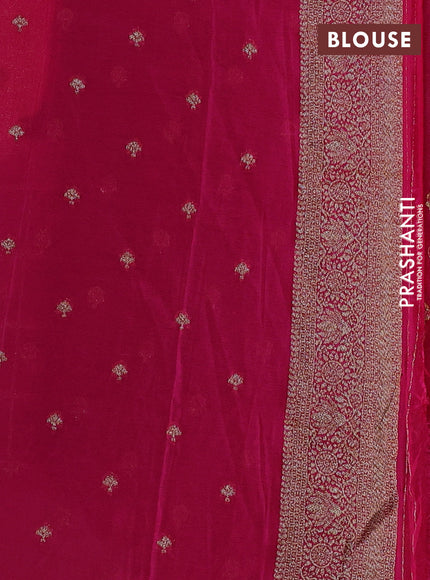 Banarasi semi crepe saree dark blue and pink with allover checks & buttas and woven border