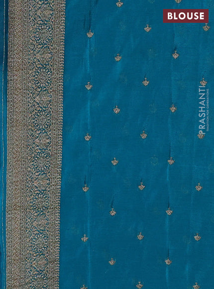 Banarasi semi crepe saree purple and teal blue with allover checks & buttas and woven border