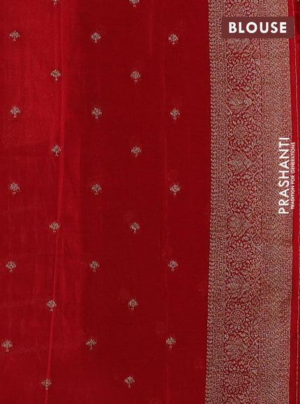 Banarasi semi crepe saree blacl and red with allover checks & buttas and woven border