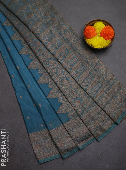 Banarasi semi crepe saree pastel blue with woven buttas and woven border