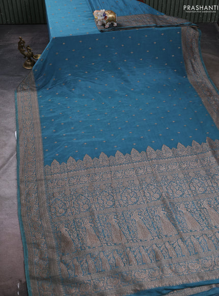 Banarasi semi crepe saree pastel blue with woven buttas and woven border