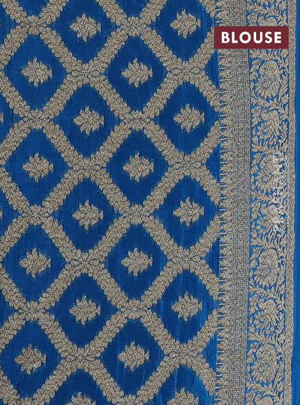 Banarasi semi crepe saree cs blue with woven buttas and woven border