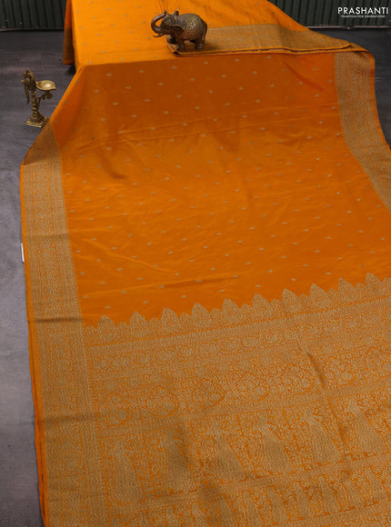Banarasi semi crepe saree mango yellow with woven buttas and woven border