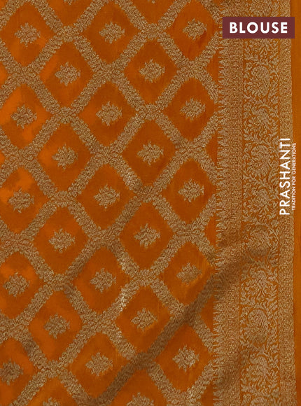 Banarasi semi crepe saree mango yellow with woven buttas and woven border
