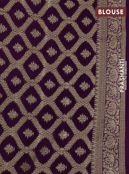 Banarasi semi crepe saree purple with woven buttas and woven border