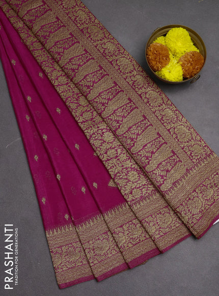 Banarasi semi crepe saree pink with woven buttas and woven border