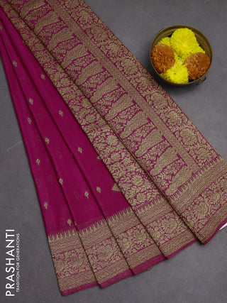 Banarasi semi crepe saree pink with woven buttas and woven border
