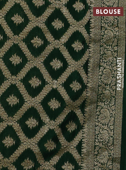 Banarasi semi crepe saree green with woven buttas and woven border