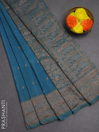 Banarasi semi crepe saree pastel blue with woven buttas and woven border