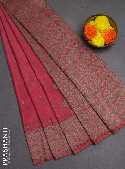 Banarasi semi crepe saree mauve pink with woven buttas and woven border