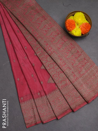 Banarasi semi crepe saree mauve pink with woven buttas and woven border
