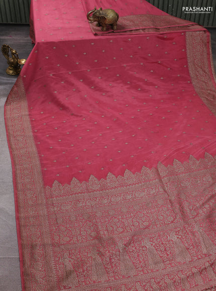 Banarasi semi crepe saree mauve pink with woven buttas and woven border