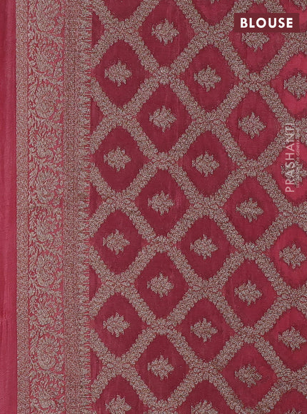 Banarasi semi crepe saree mauve pink with woven buttas and woven border