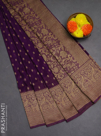 Banarasi semi crepe saree violet with woven buttas and woven border