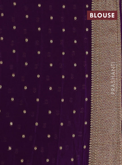 Banarasi semi crepe saree violet with woven buttas and woven border