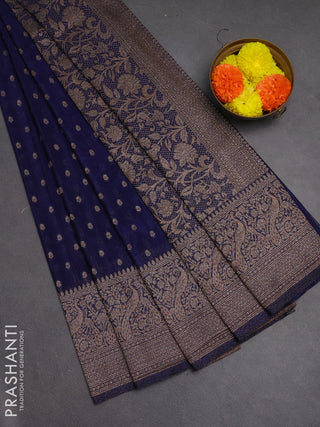 Banarasi semi crepe saree blue with woven buttas and woven border
