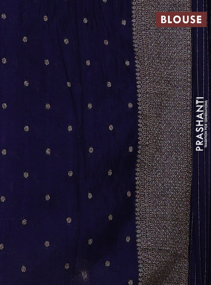 Banarasi semi crepe saree blue with woven buttas and woven border